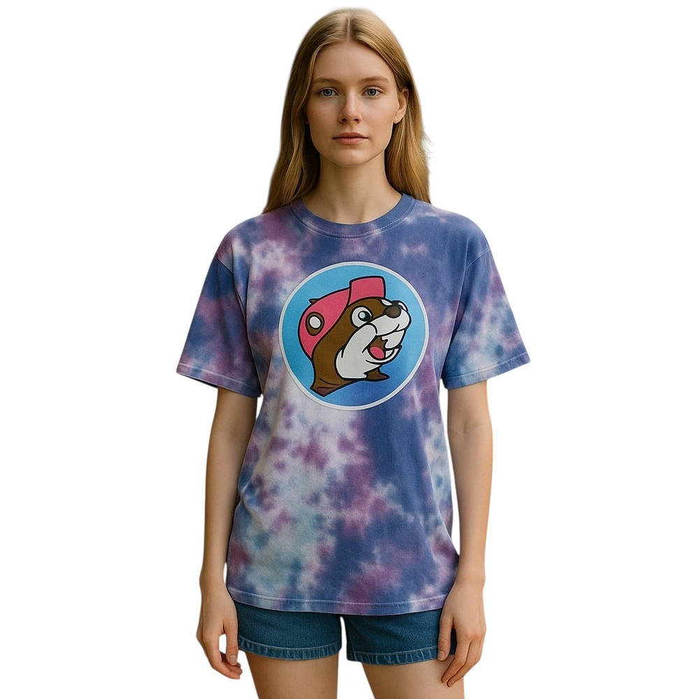 Take Me To Buc-ee's T-Shirt Womens L Pink Tie Dye Graphic Sided Travel Road Trip
